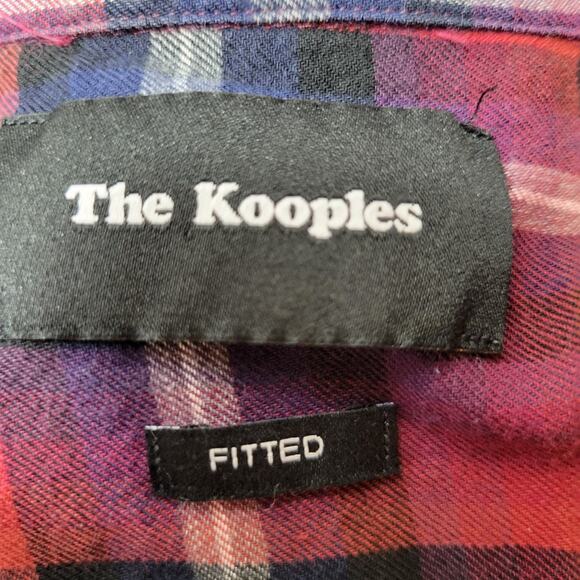 The Kooples Plaid Button Up Shirt Cotton Red Blue Size Small - Picture 4 of 7